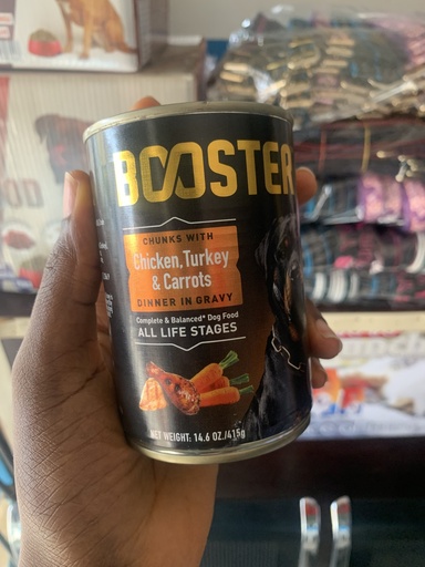Boaster can food for dog(lamb and peas, chicken turkey and carrots) 